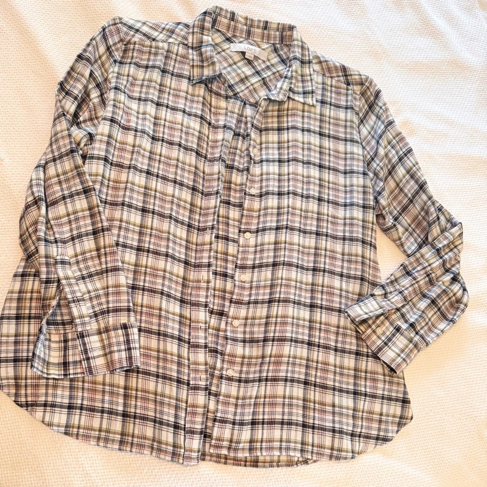 LOFT Plaid Button-Down Shirt - Picture 2 of 14